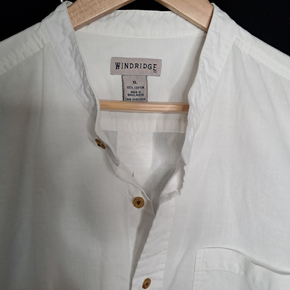 Windridge XL White Short Sleeve‎ Band Collar Casual Shirt Mens - Picture 4 of 7